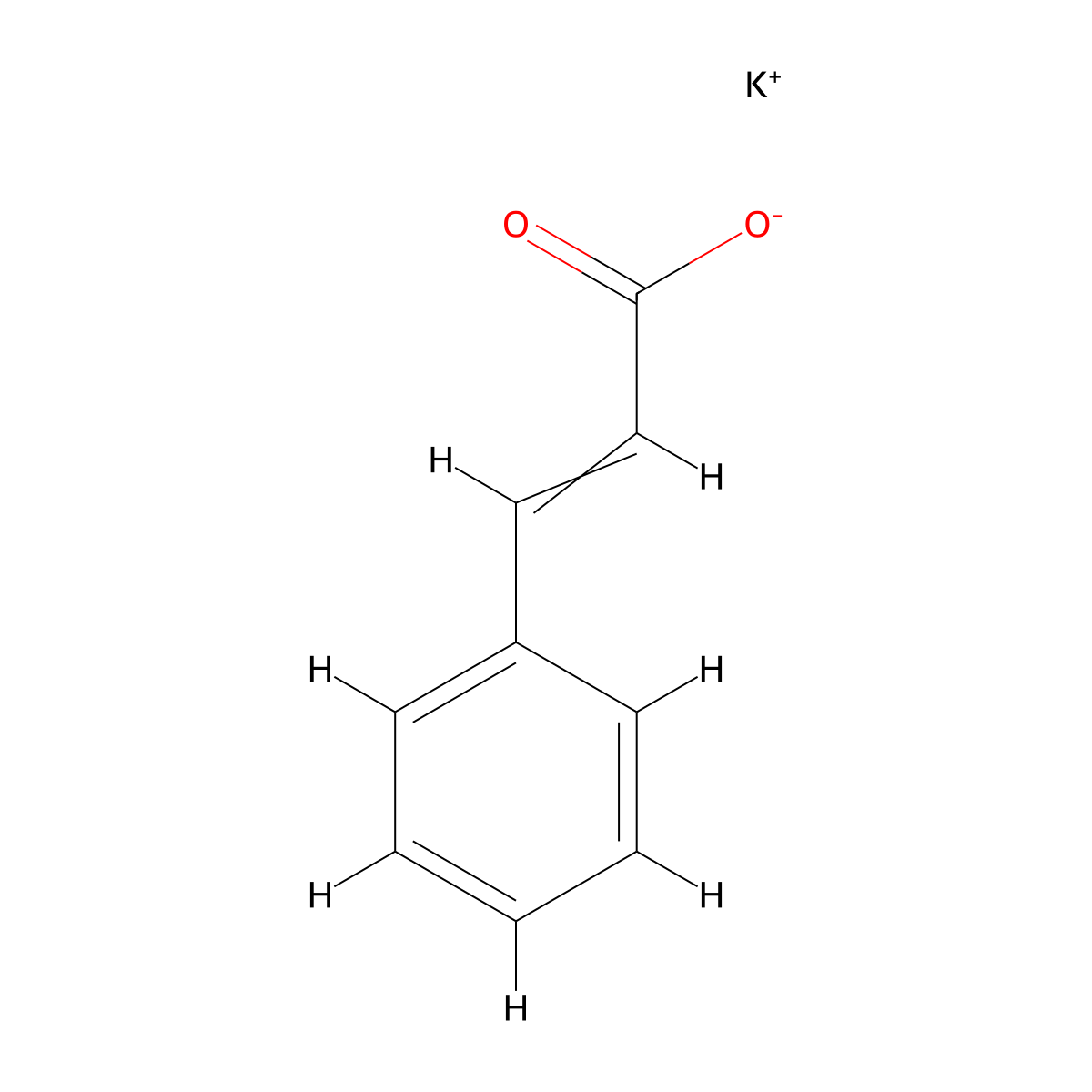 Potassium cinnamate molecular structure, CAS 16089-48-8