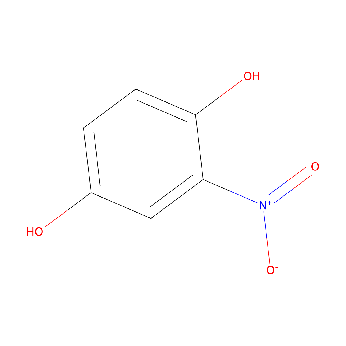 1,4-Benzenediol, 2-nitro- molecular structure, CAS 16090-33-8