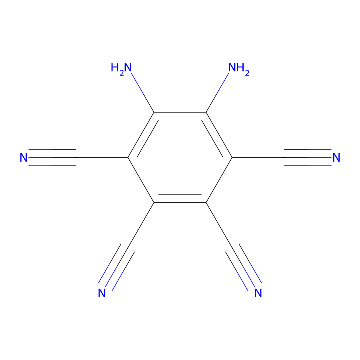 5,6-Diaminobenzene-1,2,3,4-tetracarbonitrile molecular structure, CAS 1609005-25-5