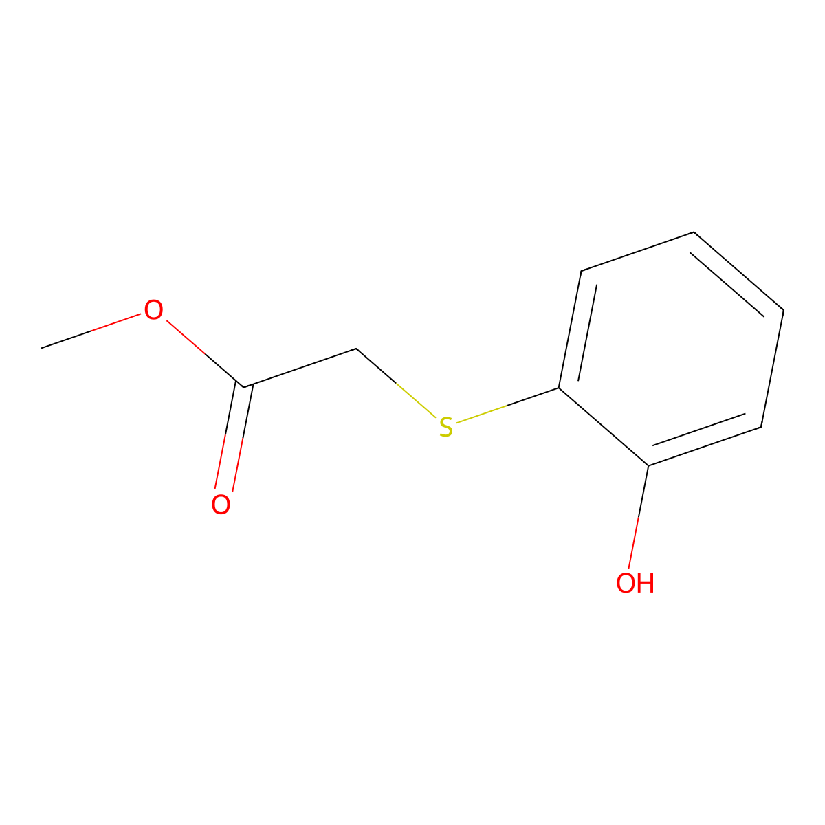 Methyl 2-((2-hydroxyphenyl)sulfanyl)acetate molecular structure, CAS 160901-56-4