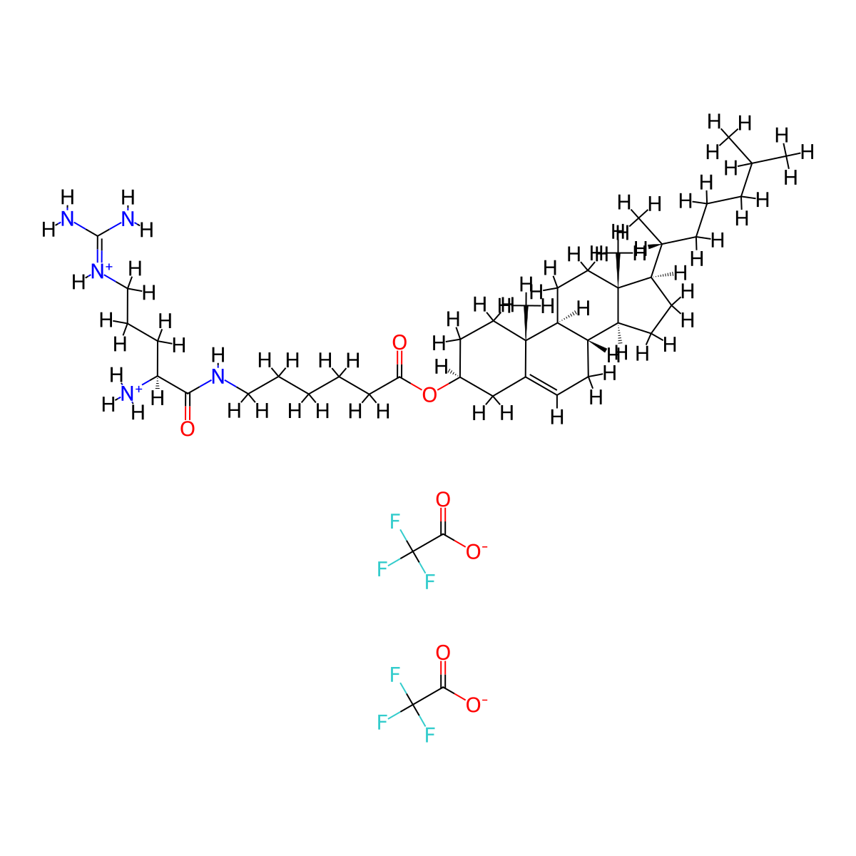 cholest-5-en-3-ol(3beta)-3-[6-[[(2S)-2-amino-5-[(aminoiminomethyl)amino]-1-oxopentyl]amino]hexanoate],2,2,2-trifluoroacetate(1:2) molecular structure, CAS 1609010-56-1