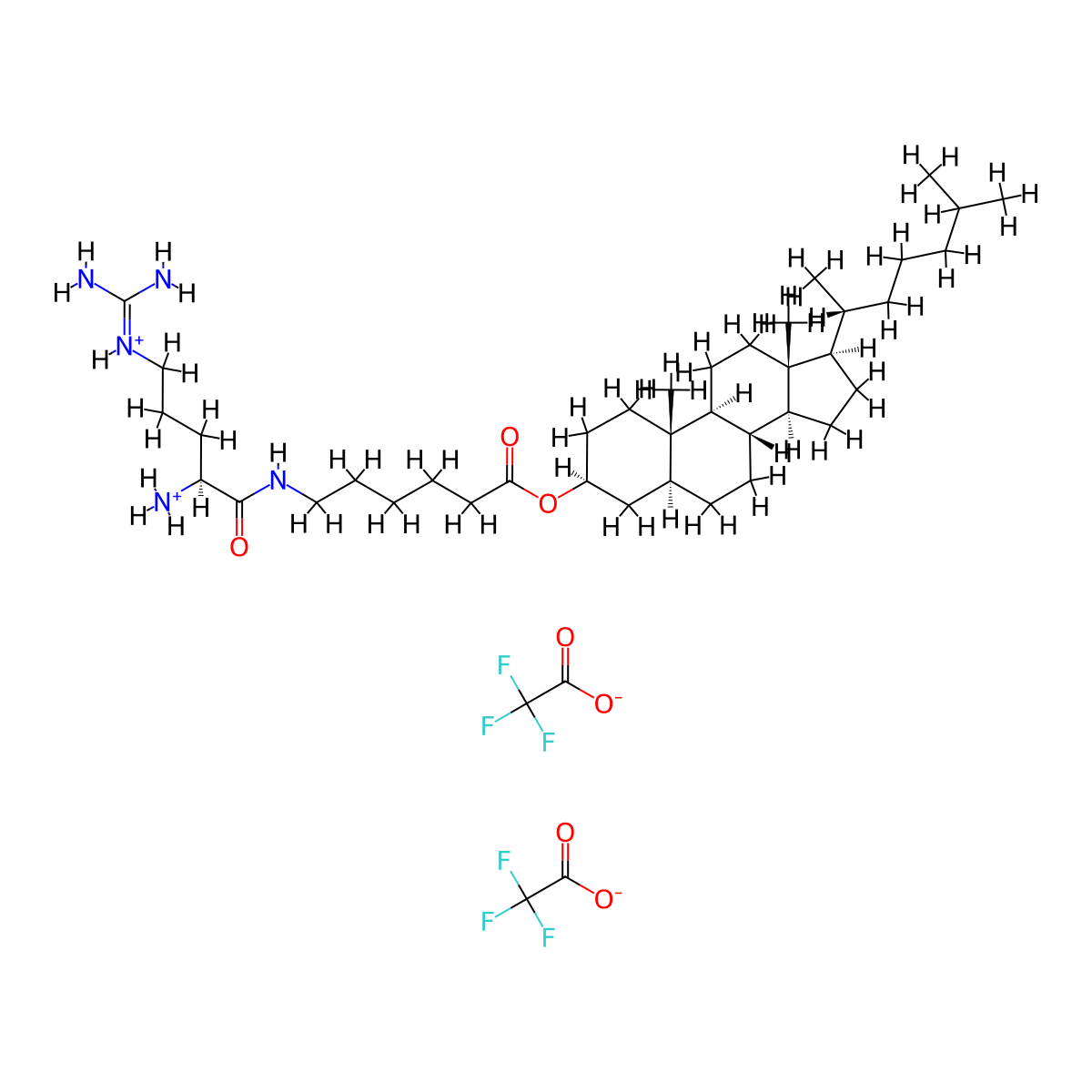 (3beta)-[6-[[(2S)-2-amino-(5alpha)-[(aminoiminomethyl)amino]-1-oxopentyl]amino]hexanoate],cholestan-3-ol,bis(2,2,2-trifluoroacetate) molecular structure, CAS 1609010-59-4