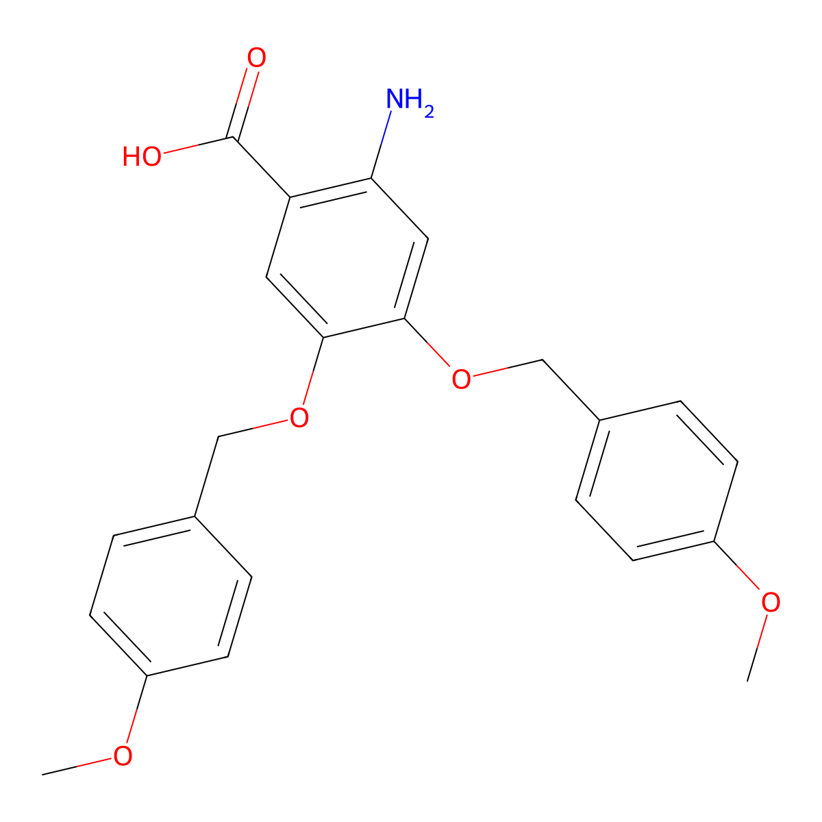 2-Amino-4,5-bis((4-methoxybenzyl)oxy)benzoic acid molecular structure, CAS 1609073-29-1