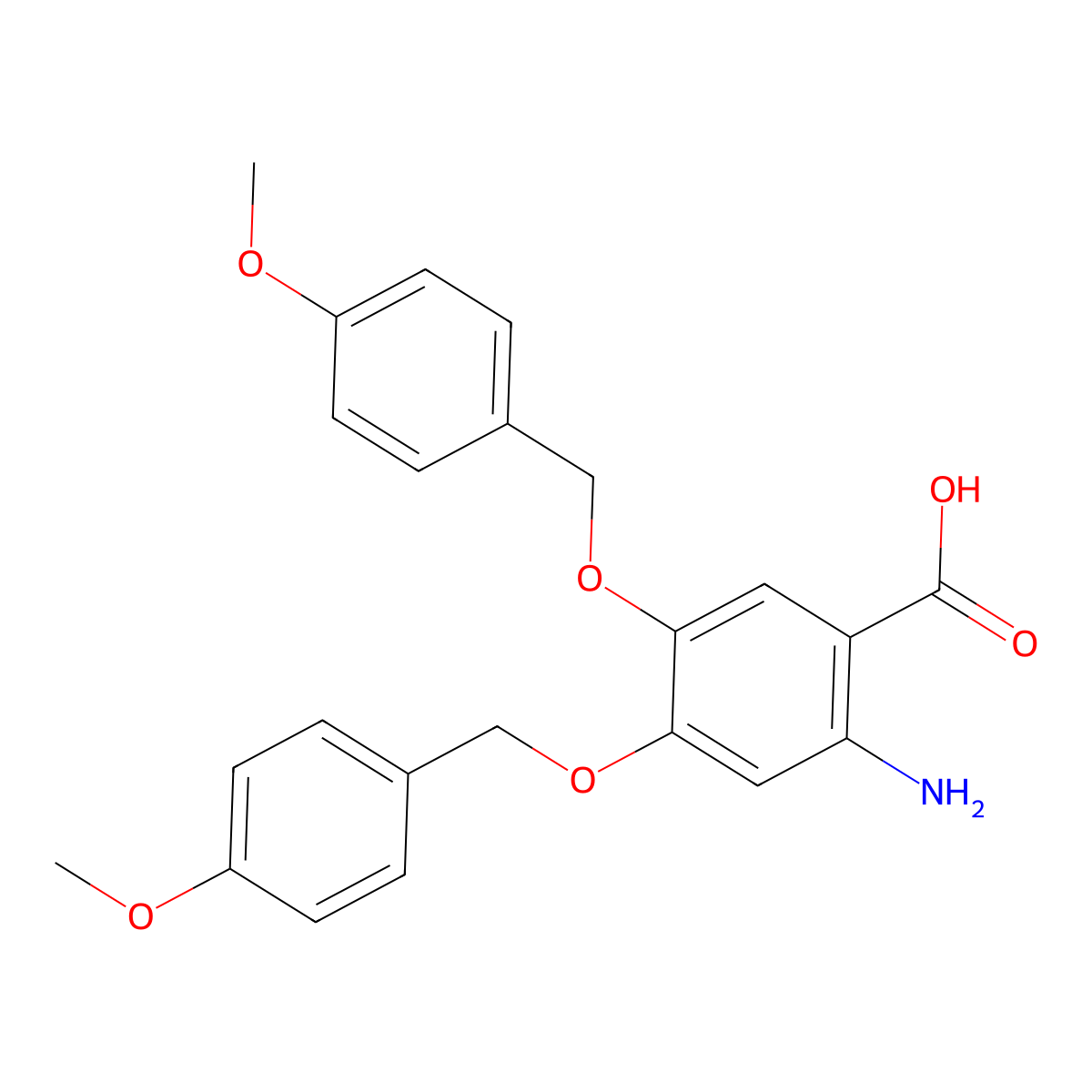 2-Amino-4,5-bis((4-methoxybenzyl)oxy)benzoic acid molecular structure, CAS 1609073-29-1