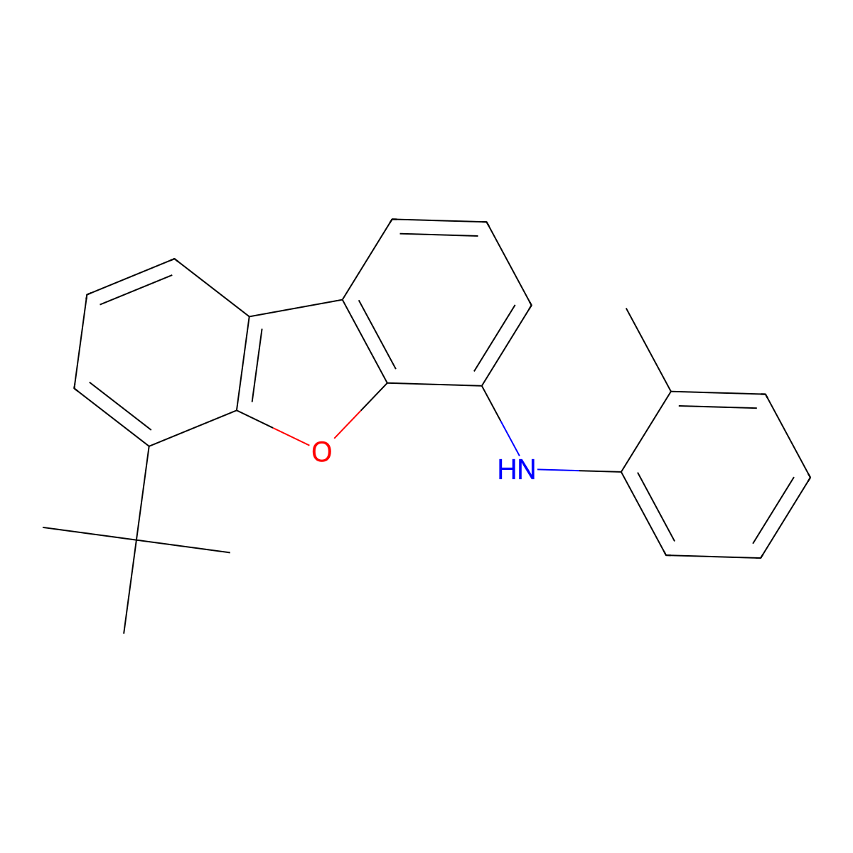 6-(tert-Butyl)-N-(o-tolyl)dibenzo[b,d]furan-4-amine molecular structure, CAS 1609080-12-7