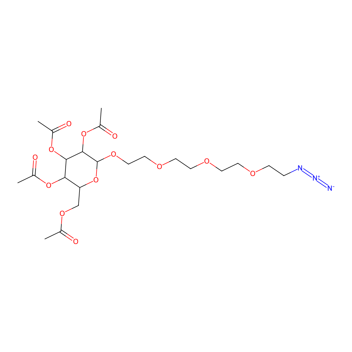 [(2R,3R,4S,5R,6R)-3,4,5-Triacetyloxy-6-[2-[2-[2-(2-azidoethoxy)ethoxy]ethoxy]ethoxy]oxan-2-yl]methyl acetate molecular structure, CAS 1609083-14-8