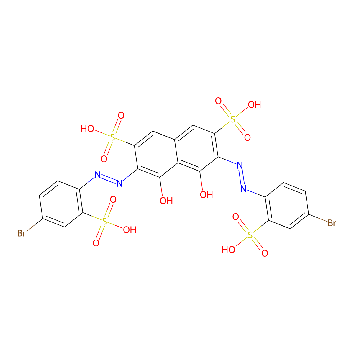3,6-Bis[2-(4-bromo-2-sulfophenyl)diazenyl]-4,5-dihydroxy-2,7-naphthalenedisulfonic acid molecular structure, CAS 16091-04-6