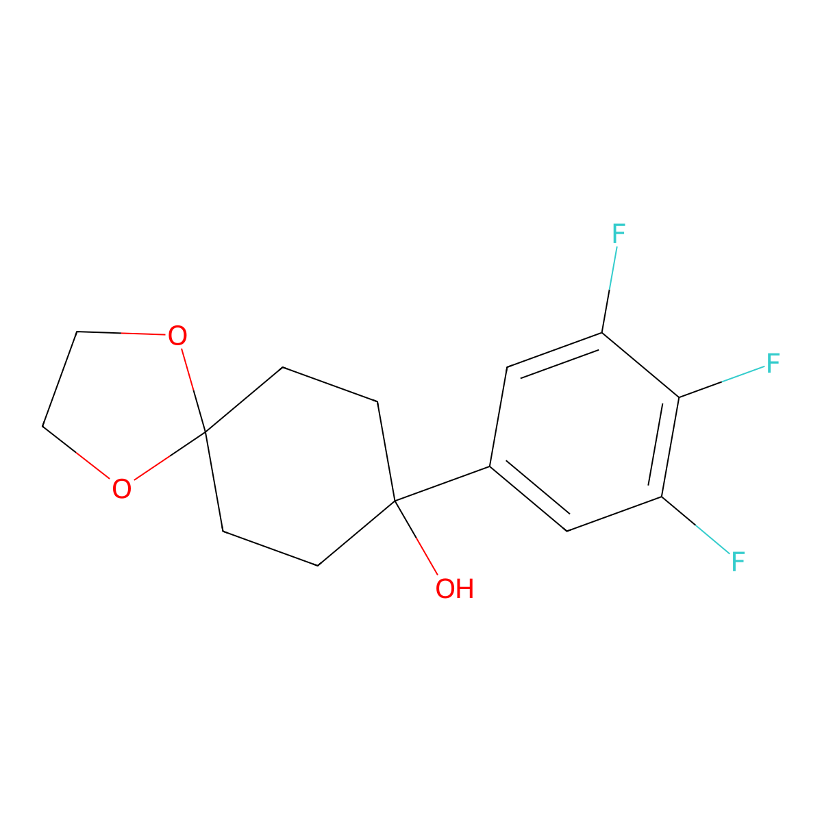 1,1-Ethylenedioxy-4-hydroxy-4-(3',4',5'-trifluoro-phenyl)cyclohexane molecular structure, CAS 160910-25-8