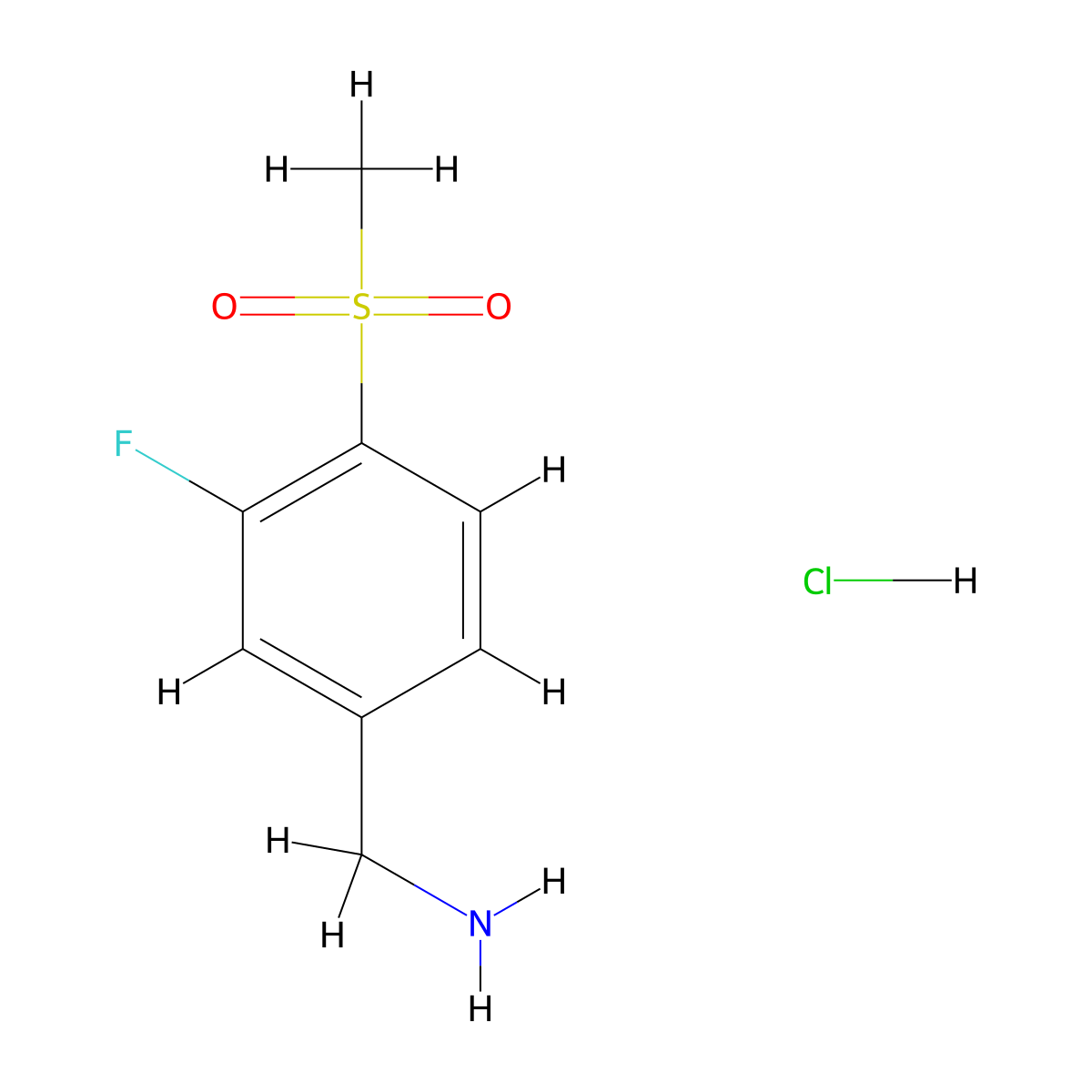 1-(3-Fluoro-4-methanesulfonylphenyl)methanamine hydrochloride molecular structure, CAS 1609109-51-4