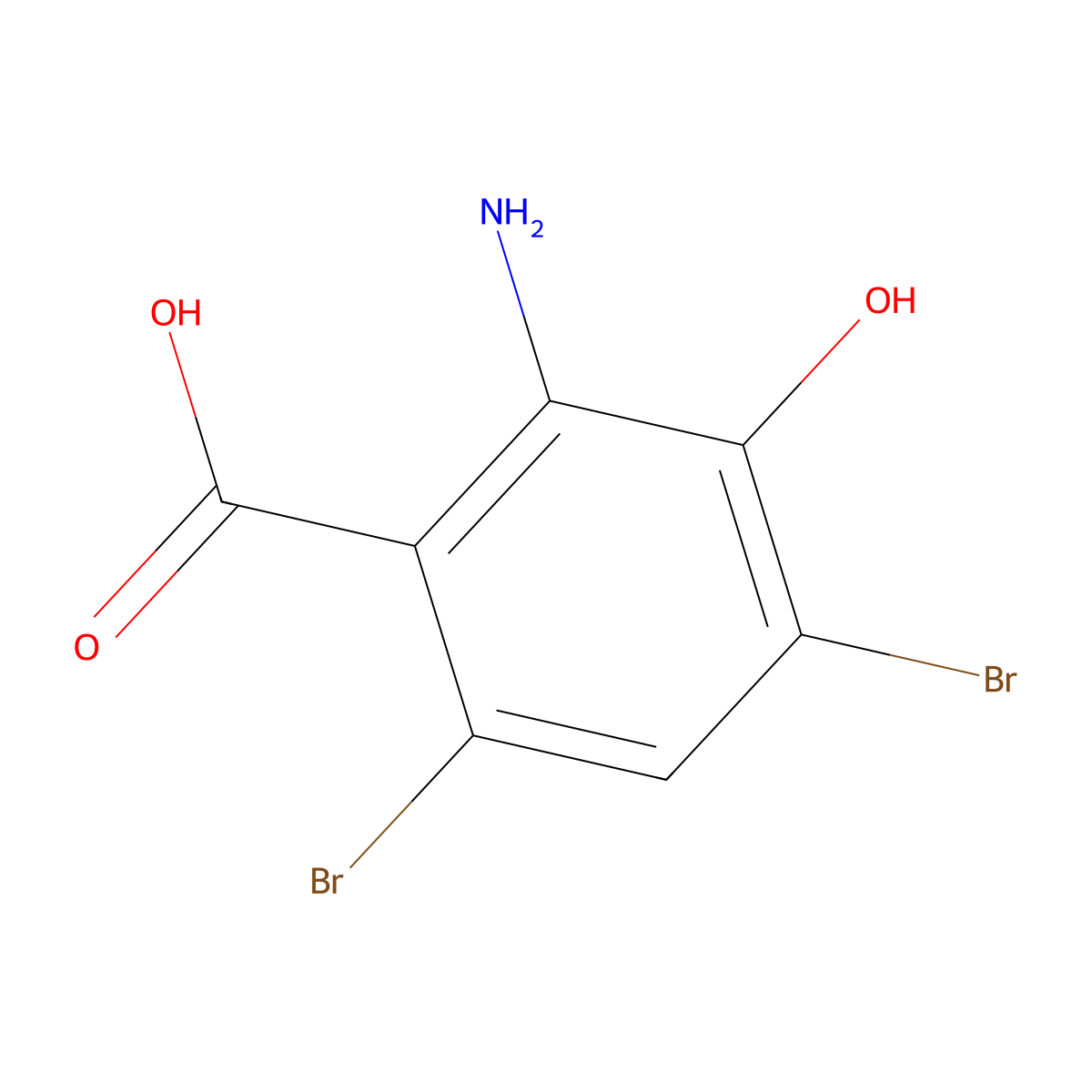 2-Amino-4,6-dibromo-3-hydroxybenzoic acid molecular structure, CAS 160911-12-6
