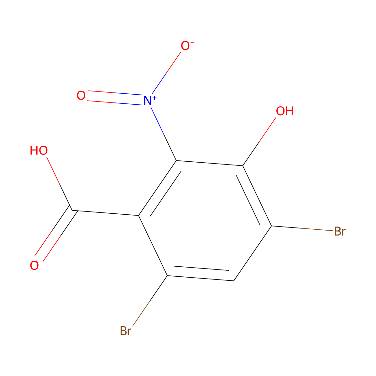 4,6-Dibromo-3-hydroxy-2-nitrobenzoic acid molecular structure, CAS 160911-18-2