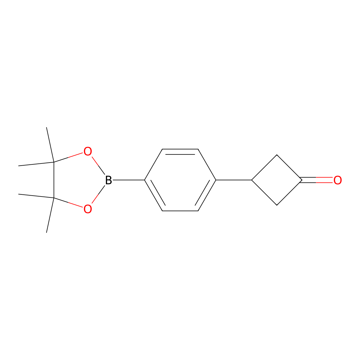 3-[4-(4,4,5,5-Tetramethyl-1,3,2-dioxaborolan-2-yl)phenyl]cyclobutan-1-one molecular structure, CAS 1609119-82-5