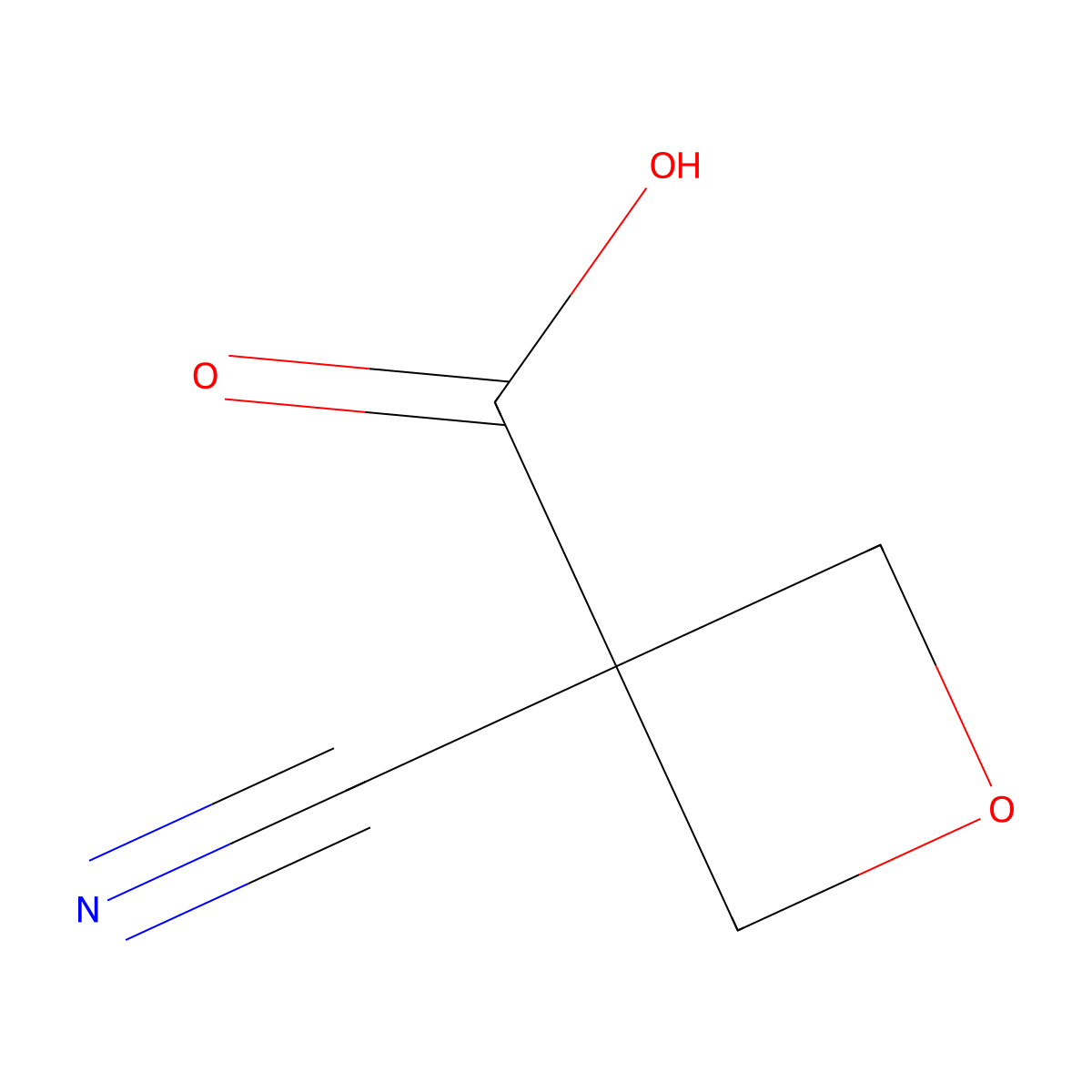 3-Cyanooxetane-3-carboxylic acid molecular structure, CAS 1609178-60-0
