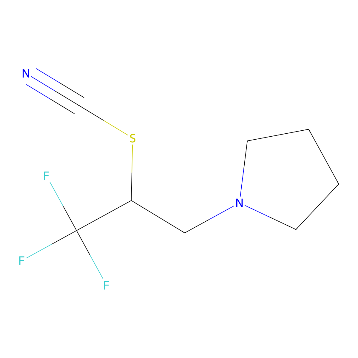 2,2,2-Trifluoro-1-(1-pyrrolidinylmethyl)ethyl thiocyanate molecular structure, CAS 160921-18-6