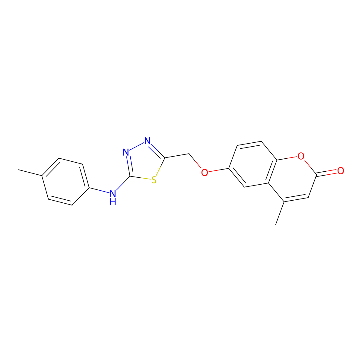 4-methyl-6-{[5-(4-toluidino)-1,3,4-thiadiazol-2-yl]methoxy}-2H-chromen-2-one molecular structure, CAS 160922-82-7
