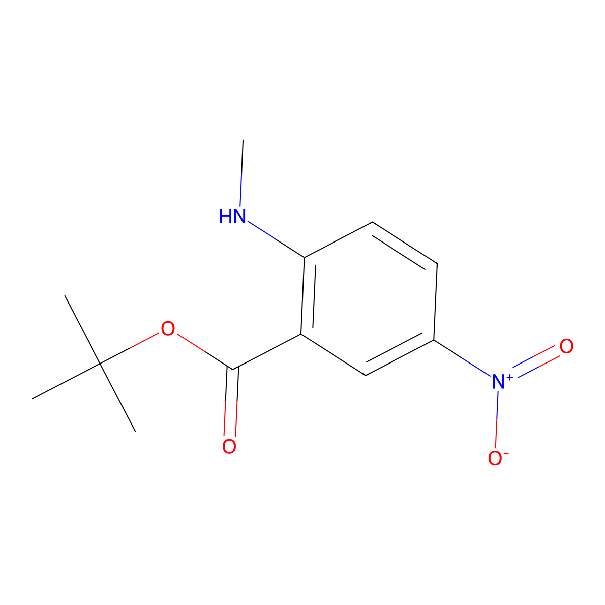 Tert-butyl 2-(methylamino)-5-nitrobenzoate molecular structure, CAS 1609243-42-6
