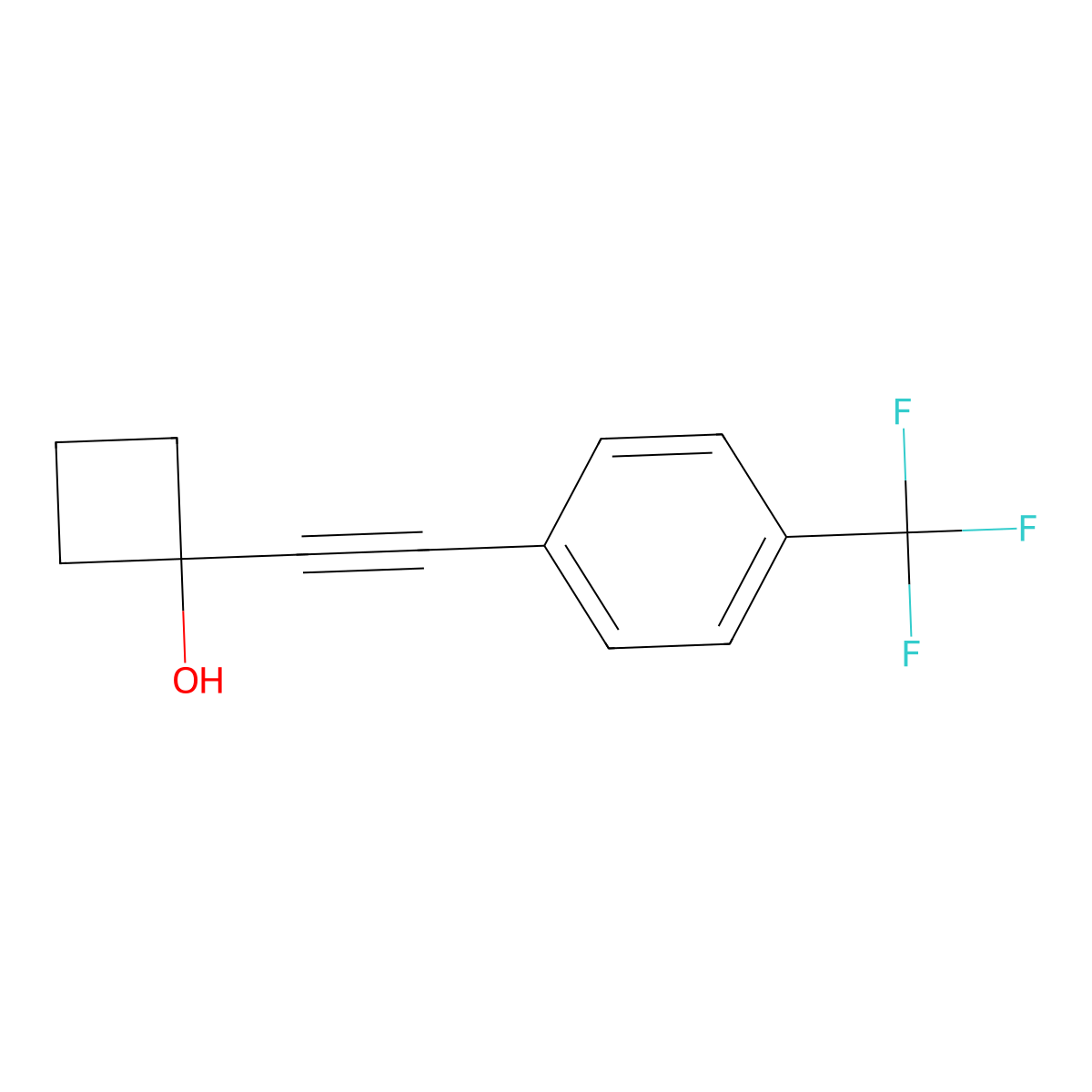 1-[2-[4-(Trifluoromethyl)phenyl]ethynyl]cyclobutanol molecular structure, CAS 1609244-13-4