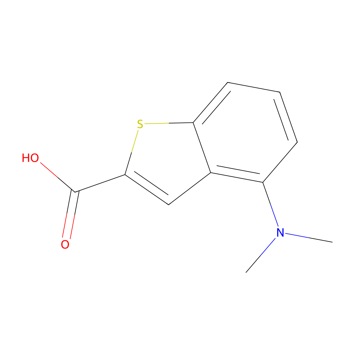 4-(Dimethylamino)-1-benzothiophene-2-carboxylic acid molecular structure, CAS 1609255-38-0