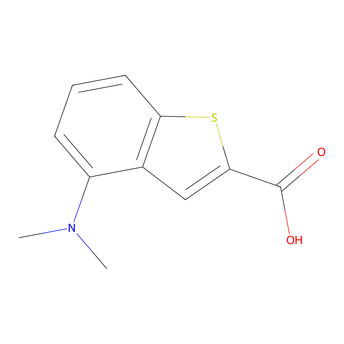 4-(Dimethylamino)-1-benzothiophene-2-carboxylic acid molecular structure, CAS 1609255-38-0