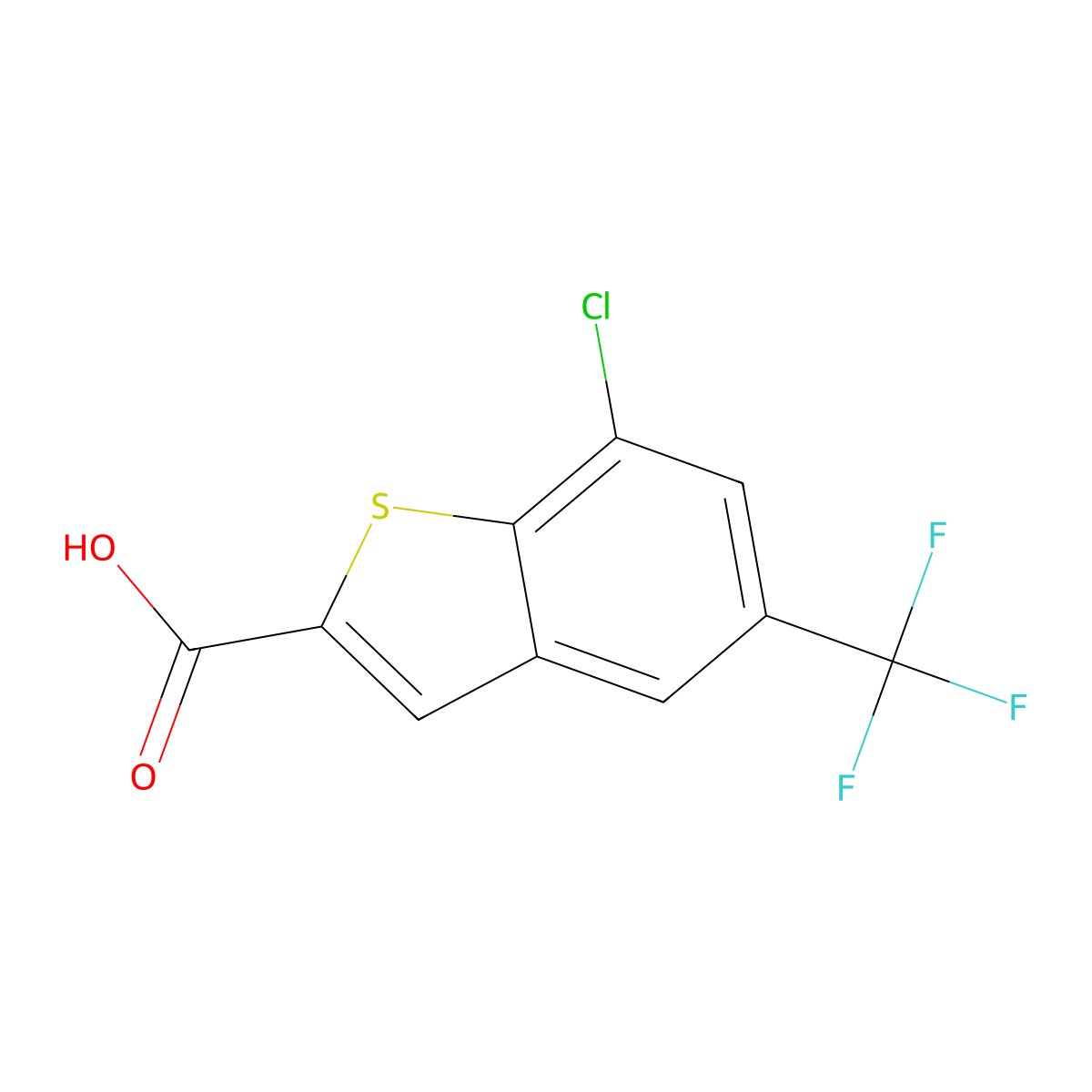7-Chloro-5-trifluoromethylbenzo[b]thiophene-2-carboxylic acid molecular structure, CAS 1609255-51-7