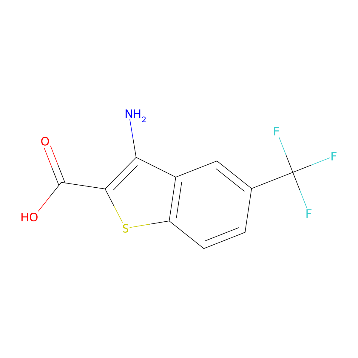 3-Amino-5-(trifluoromethyl)benzo[b]thiophene-2-carboxylic acid molecular structure, CAS 1609255-54-0