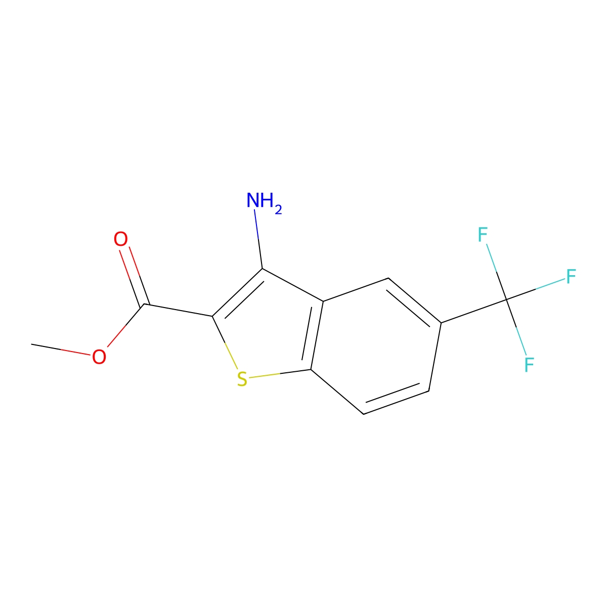 Methyl 3-amino-5-(trifluoromethyl)-1-benzothiophene-2-carboxylate molecular structure, CAS 1609256-10-1