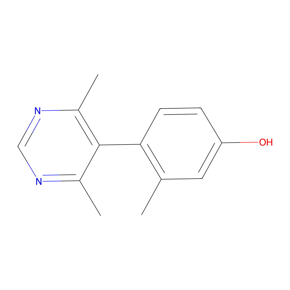 4-(4,6-Dimethylpyrimidin-5-yl)-3-methylphenol molecular structure, CAS 1609259-55-3