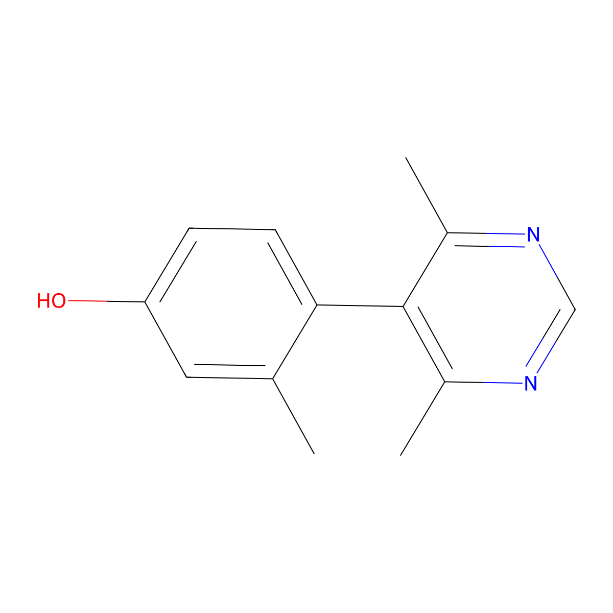 4-(4,6-Dimethylpyrimidin-5-yl)-3-methylphenol molecular structure, CAS 1609259-55-3