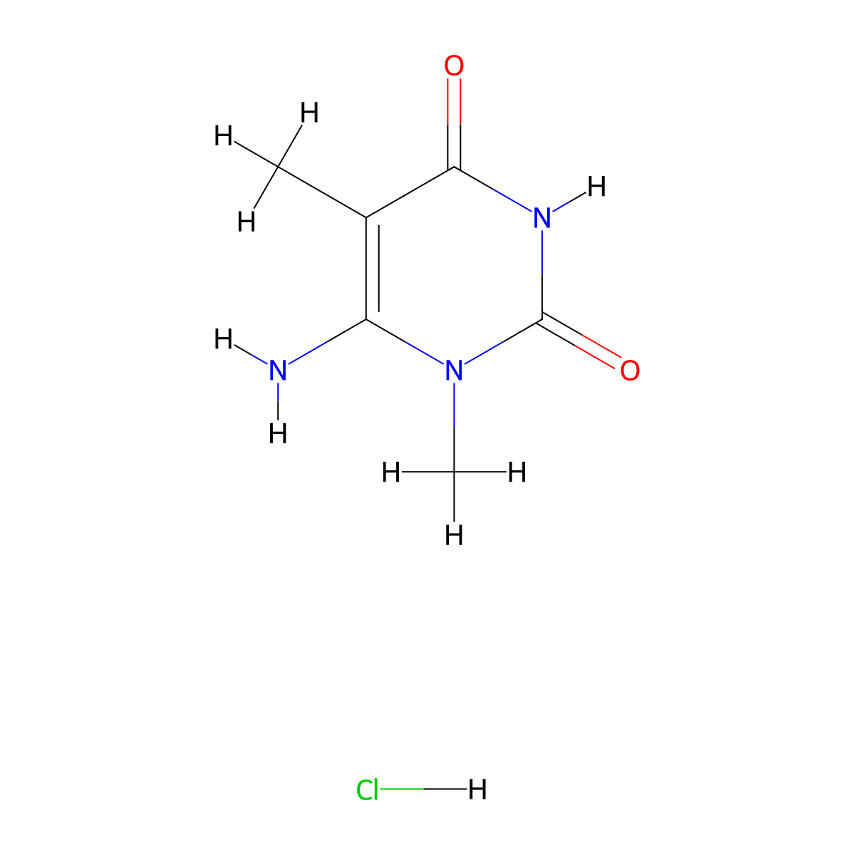 6-Amino-1,5-dimethyl-1,2,3,4-tetrahydropyrimidine-2,4-dione hydrochloride molecular structure, CAS 1609259-60-0