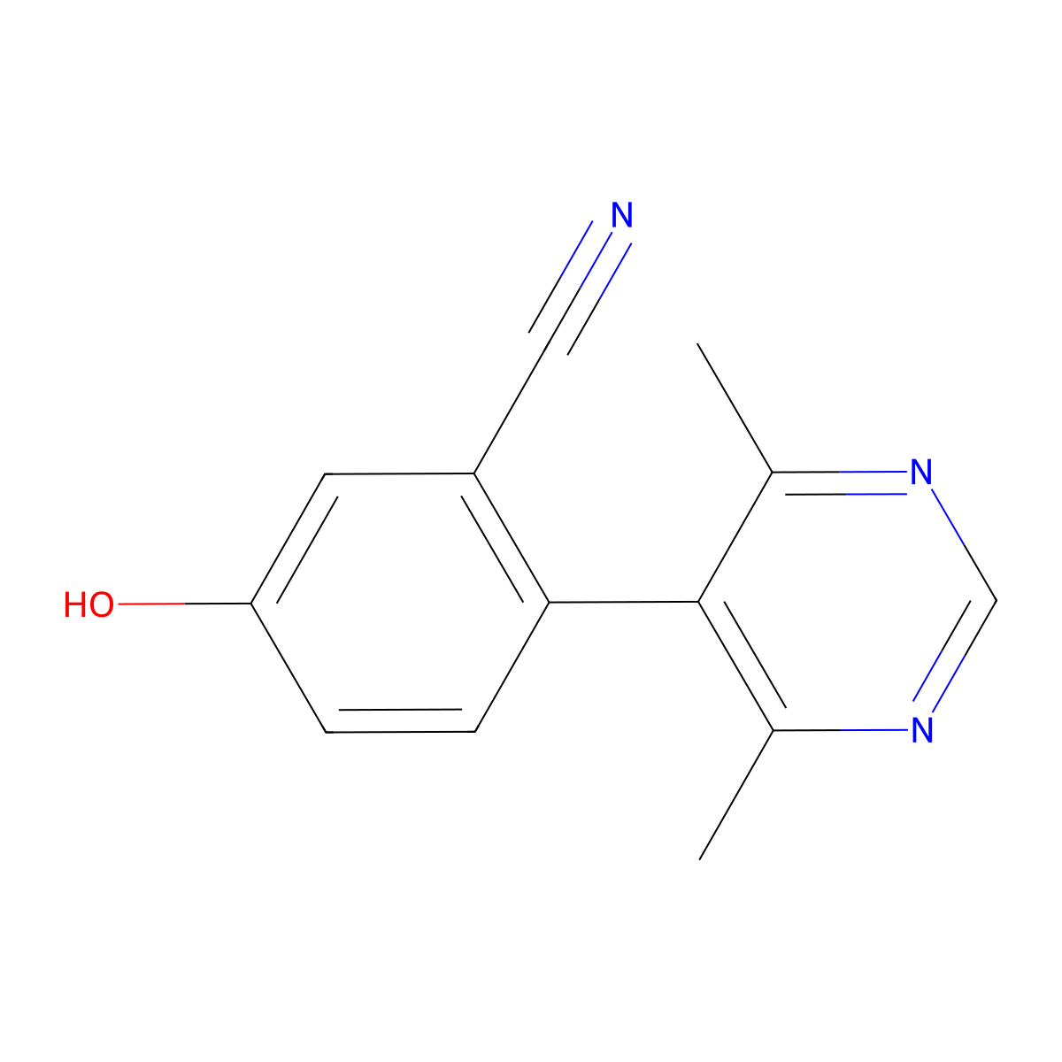 2-(4,6-Dimethylpyrimidin-5-yl)-5-hydroxybenzonitrile molecular structure, CAS 1609259-82-6