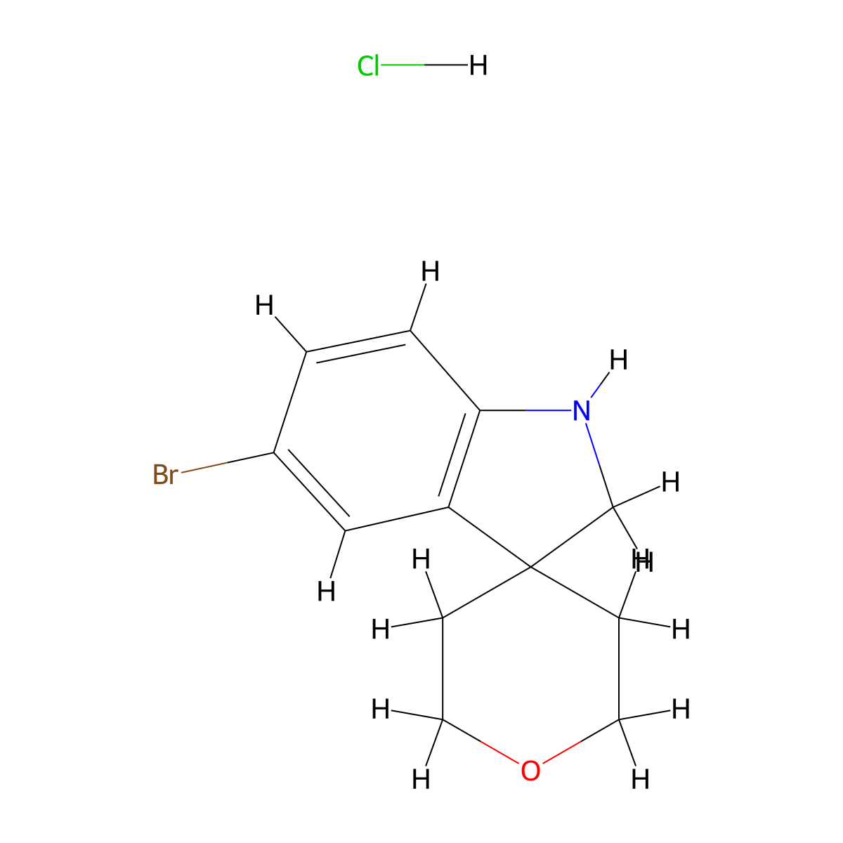 5-Bromo-1,2-dihydrospiro[indole-3,4'-oxane] hydrochloride molecular structure, CAS 1609266-05-8
