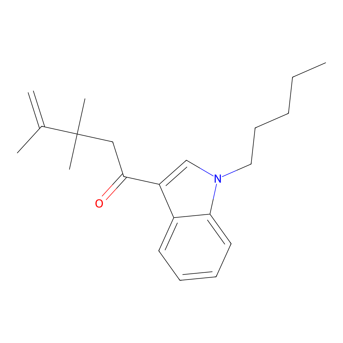 3,3,4-Trimethyl-1-(1-pentyl-1H-indol-3-yl)pent-4-en-1-one molecular structure, CAS 1609273-88-2