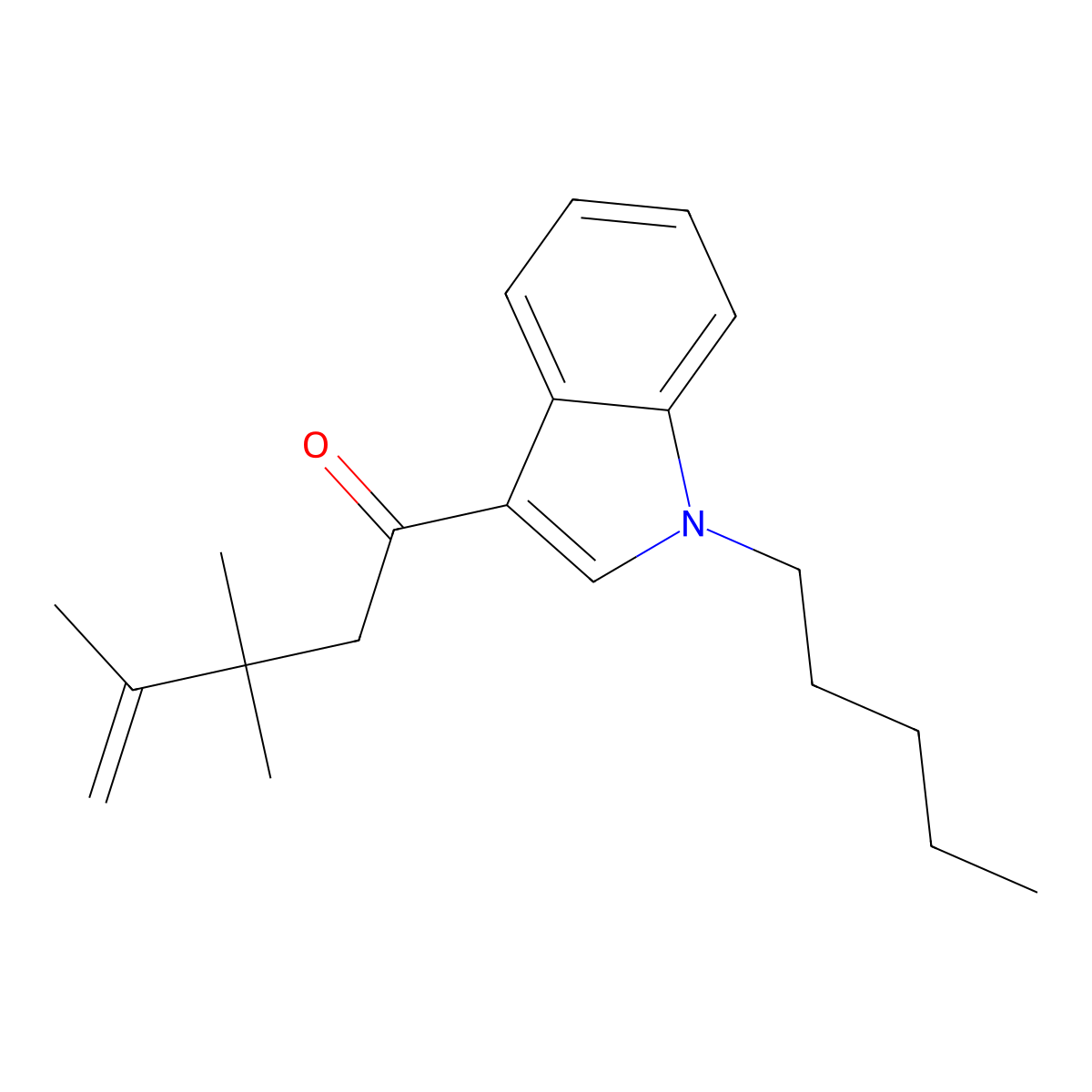 3,3,4-Trimethyl-1-(1-pentyl-1H-indol-3-yl)pent-4-en-1-one molecular structure, CAS 1609273-88-2