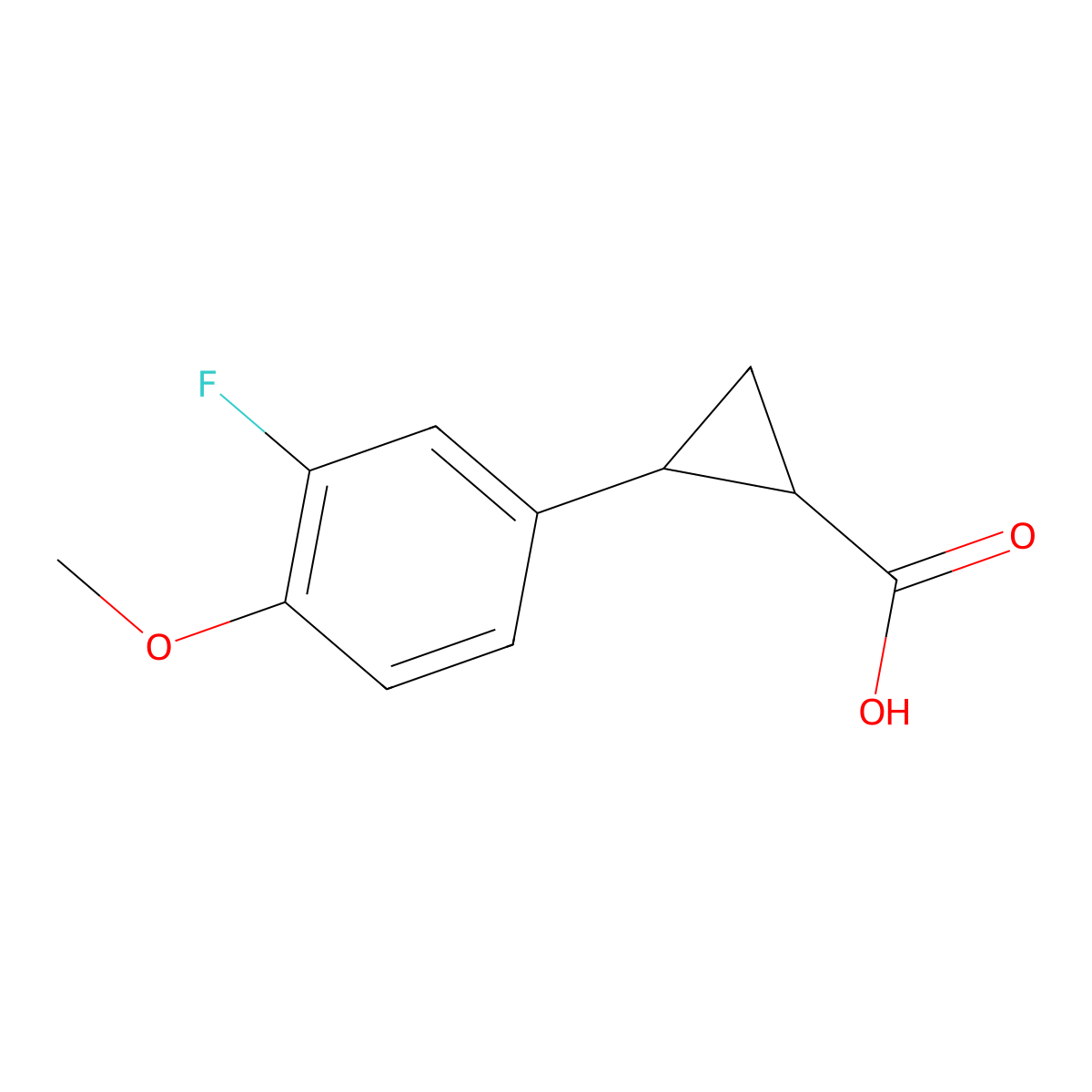 (1R,2R)-2-(3-Fluoro-4-methoxy-phenyl)cyclopropanecarboxylic acid molecular structure, CAS 1609290-12-1