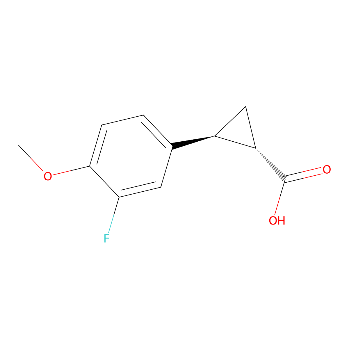 (1S,2S)-2-(3-fluoro-4-methoxy-phenyl)cyclopropanecarboxylic acid molecular structure, CAS 1609290-18-7