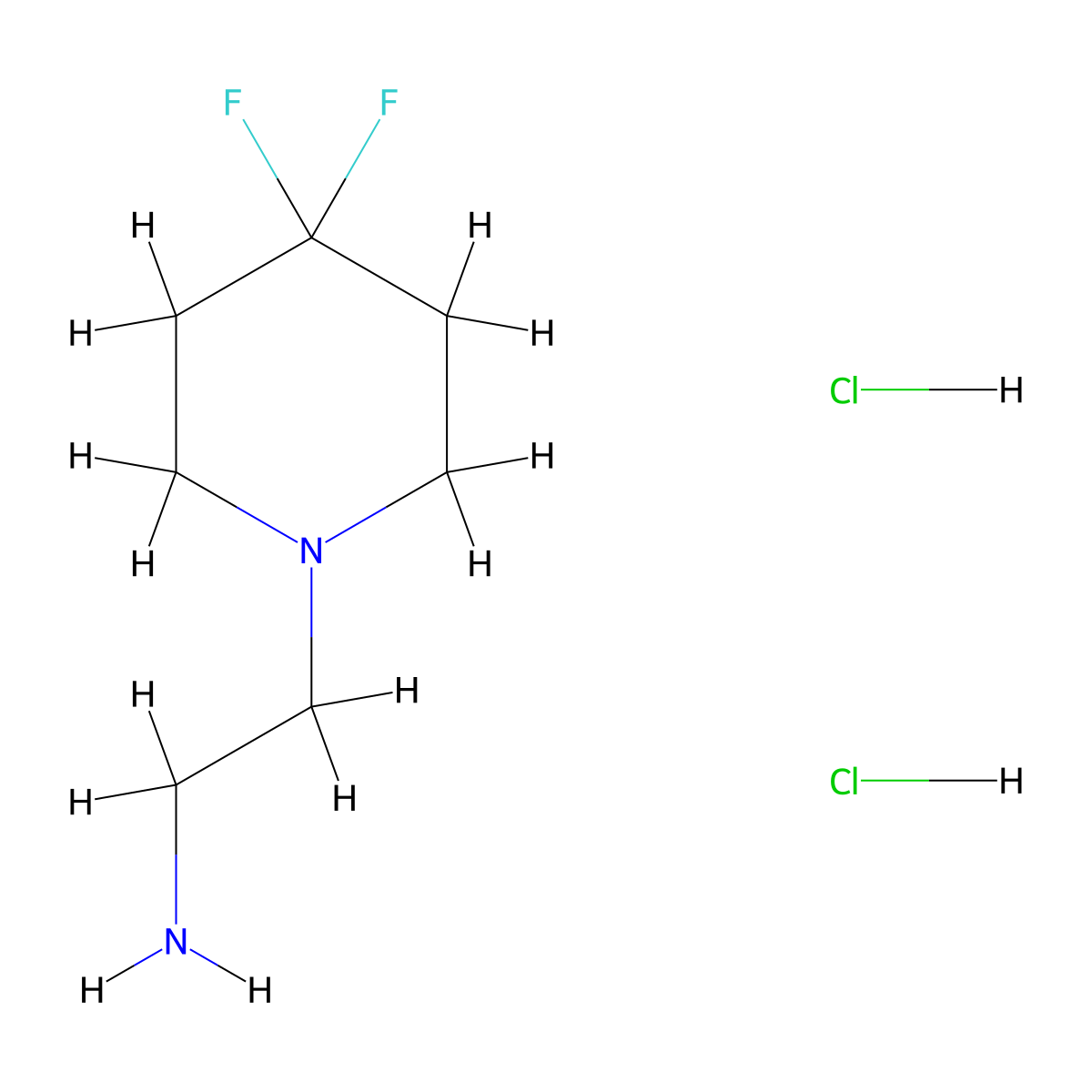 2-(4,4-Difluoropiperidin-1-yl)ethan-1-amine dihydrochloride molecular structure, CAS 1609345-55-2