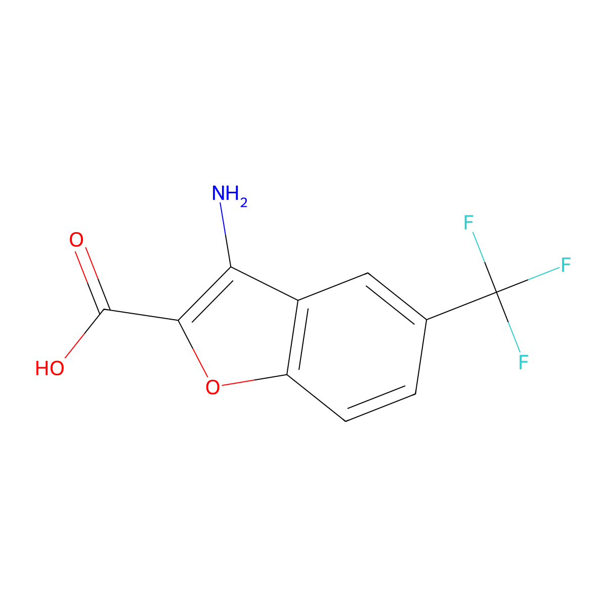3-Amino-5-(trifluoromethyl)benzofuran-2-carboxylic acid molecular structure, CAS 1609354-00-8