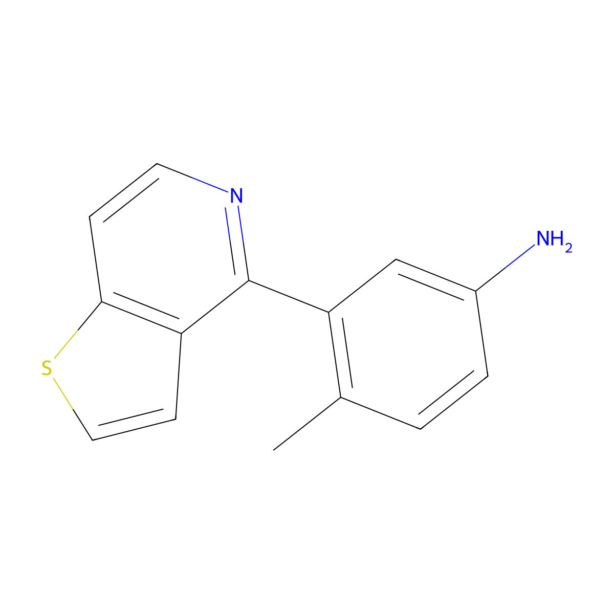 4-Methyl-3-thieno[3,2-c]pyridin-4-ylbenzenamine molecular structure, CAS 1609356-15-1