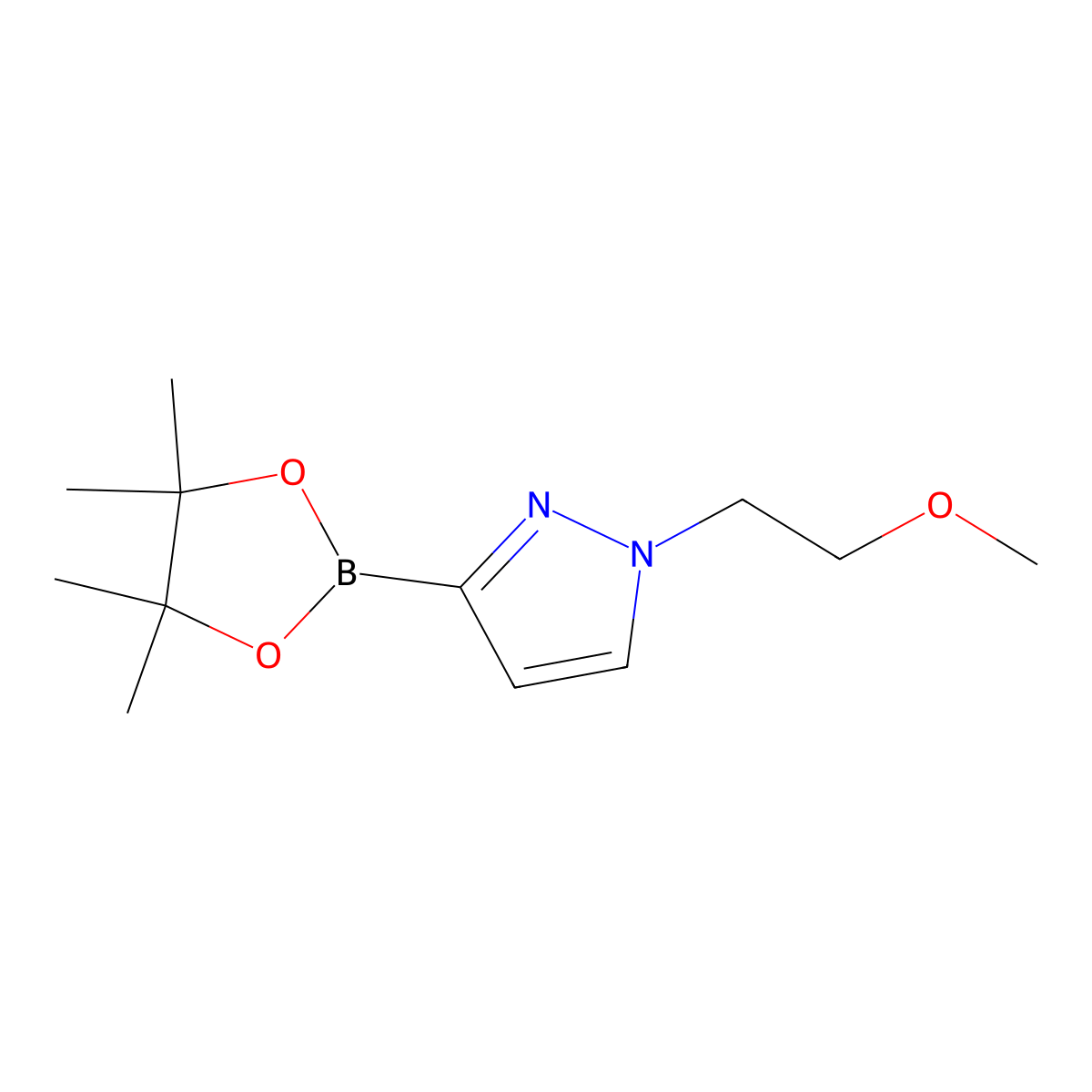 1-(2-methoxyethyl)-3-(4,4,5,5-tetramethyl-1,3,2-dioxaborolan-2-yl)-1H-pyrazole molecular structure, CAS 1609367-69-2