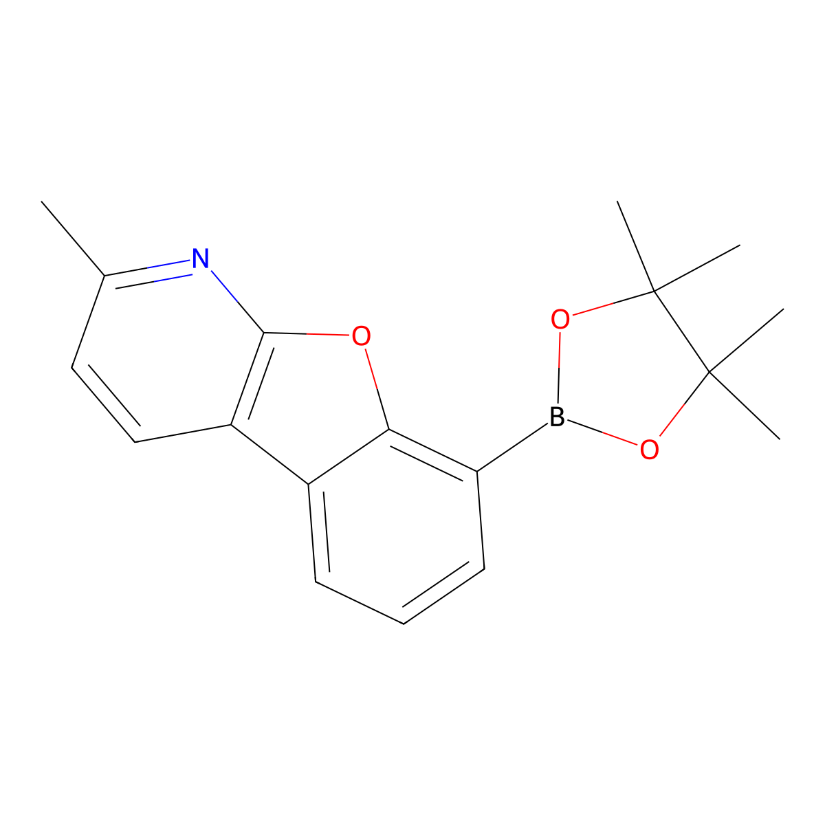2-Methyl-8-(4,4,5,5-tetramethyl-1,3,2-dioxaborolan-2-yl)benzofuro[2,3-b]pyridine molecular structure, CAS 1609374-04-0
