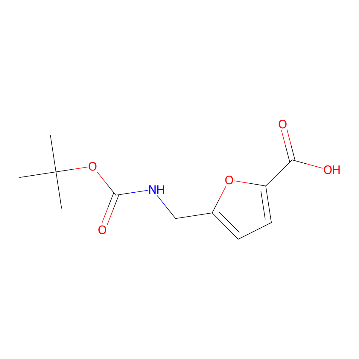 5-((((Tert-butoxy)carbonyl)amino)methyl)furan-2-carboxylic acid molecular structure, CAS 160938-85-2