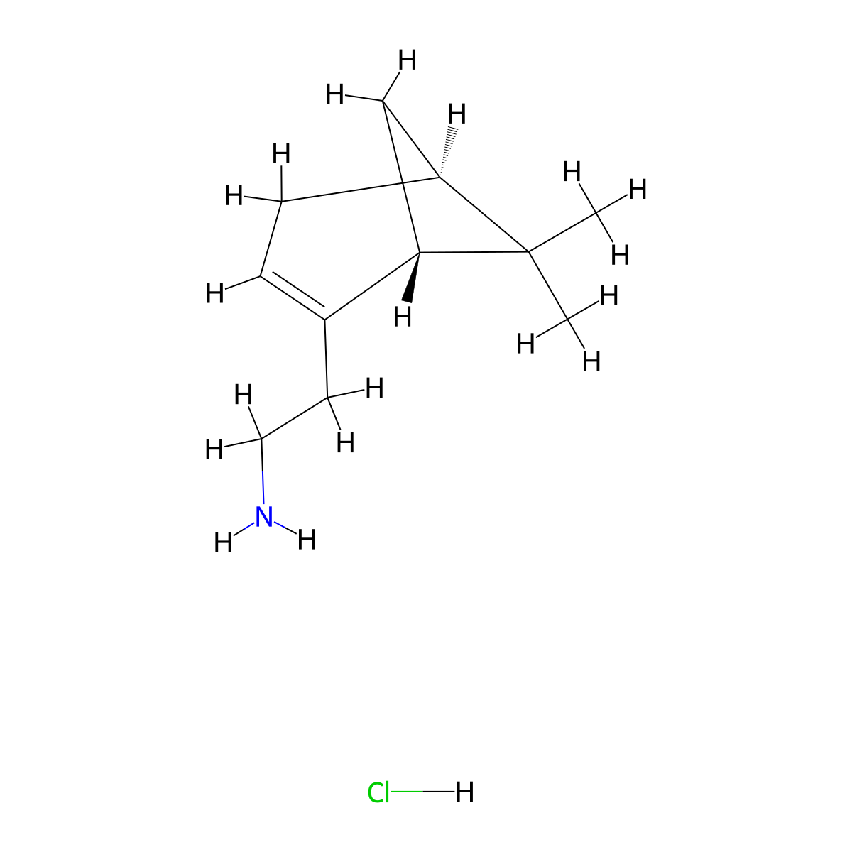 {2-[(1R,5S)-6,6-Dimethylbicyclo[3.1.1]hept-2-en-2-yl]ethyl}amine hydrochloride molecular structure, CAS 1609388-32-0