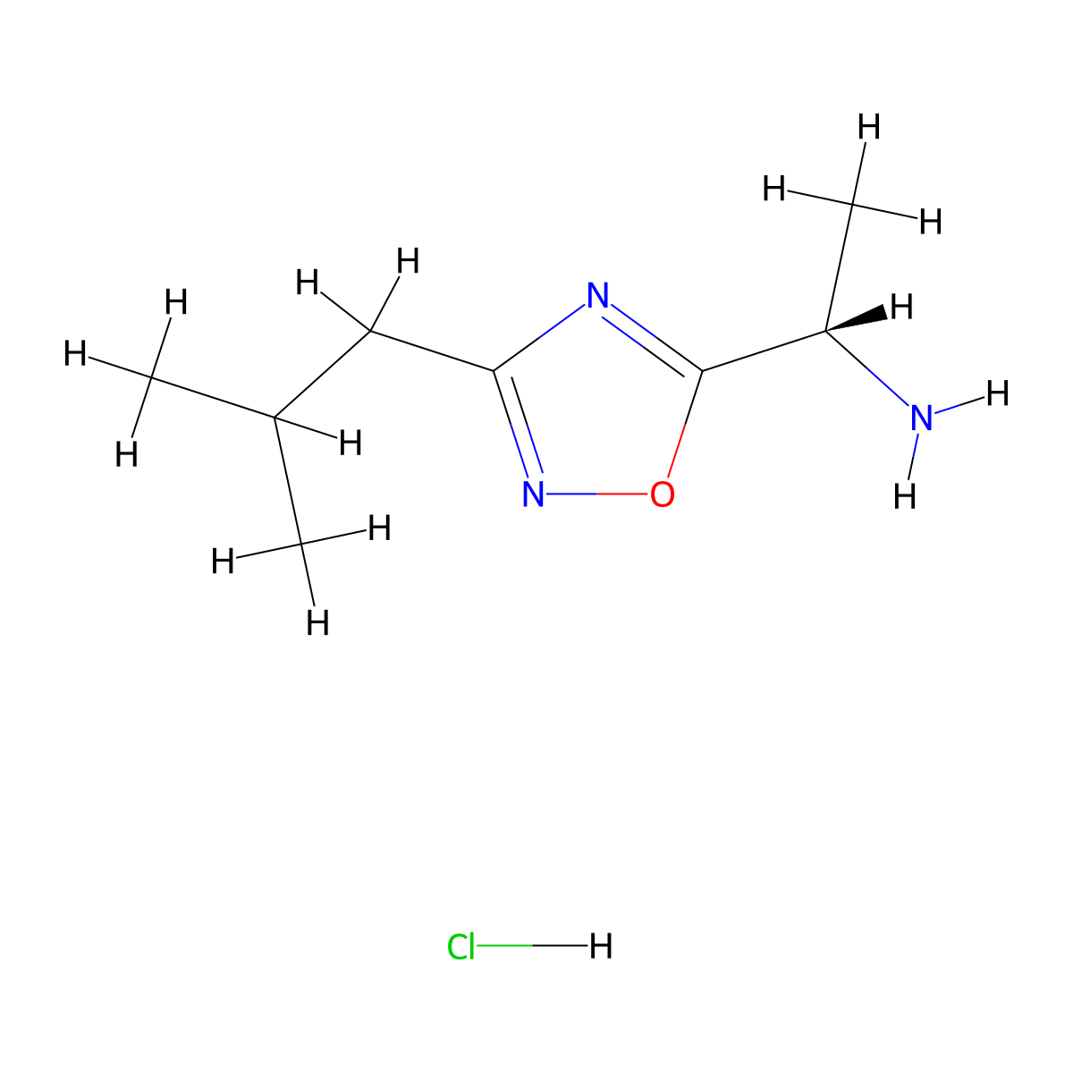 [(1S)-1-(3-isobutyl-1,2,4-oxadiazol-5-yl)ethyl]amine hydrochloride molecular structure, CAS 1609388-35-3