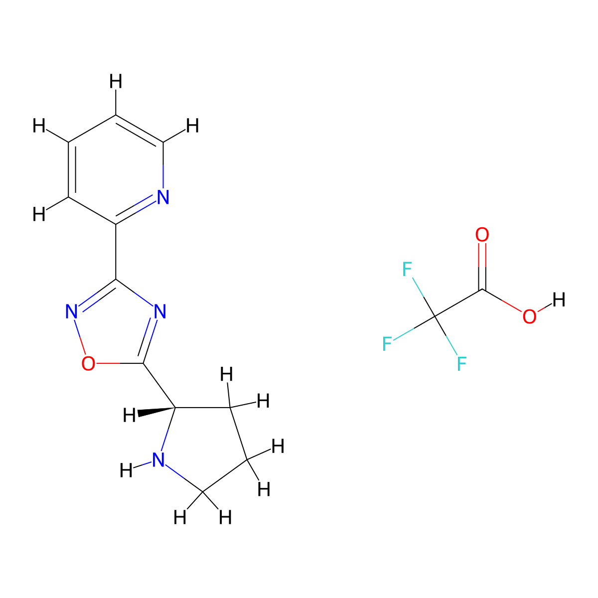 2-{5-[(2S)-2-Pyrrolidinyl]-1,2,4-oxadiazol-3-yl}pyridine trifluoroacetate molecular structure, CAS 1609388-36-4