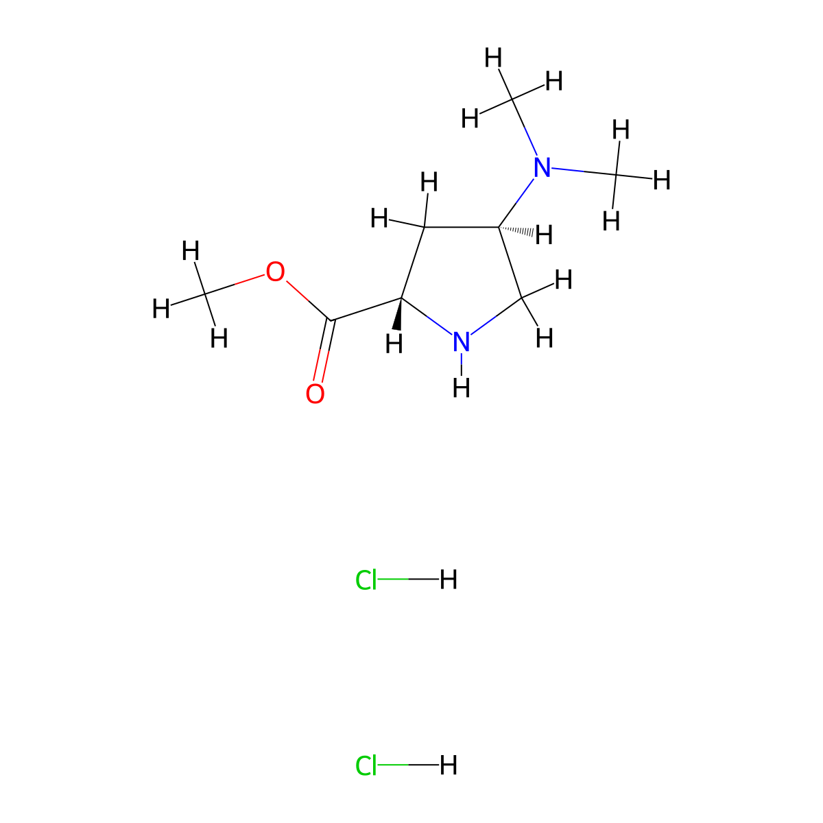 Methyl (4R)-4-(dimethylamino)-L-prolinate dihydrochloride molecular structure, CAS 1609388-38-6
