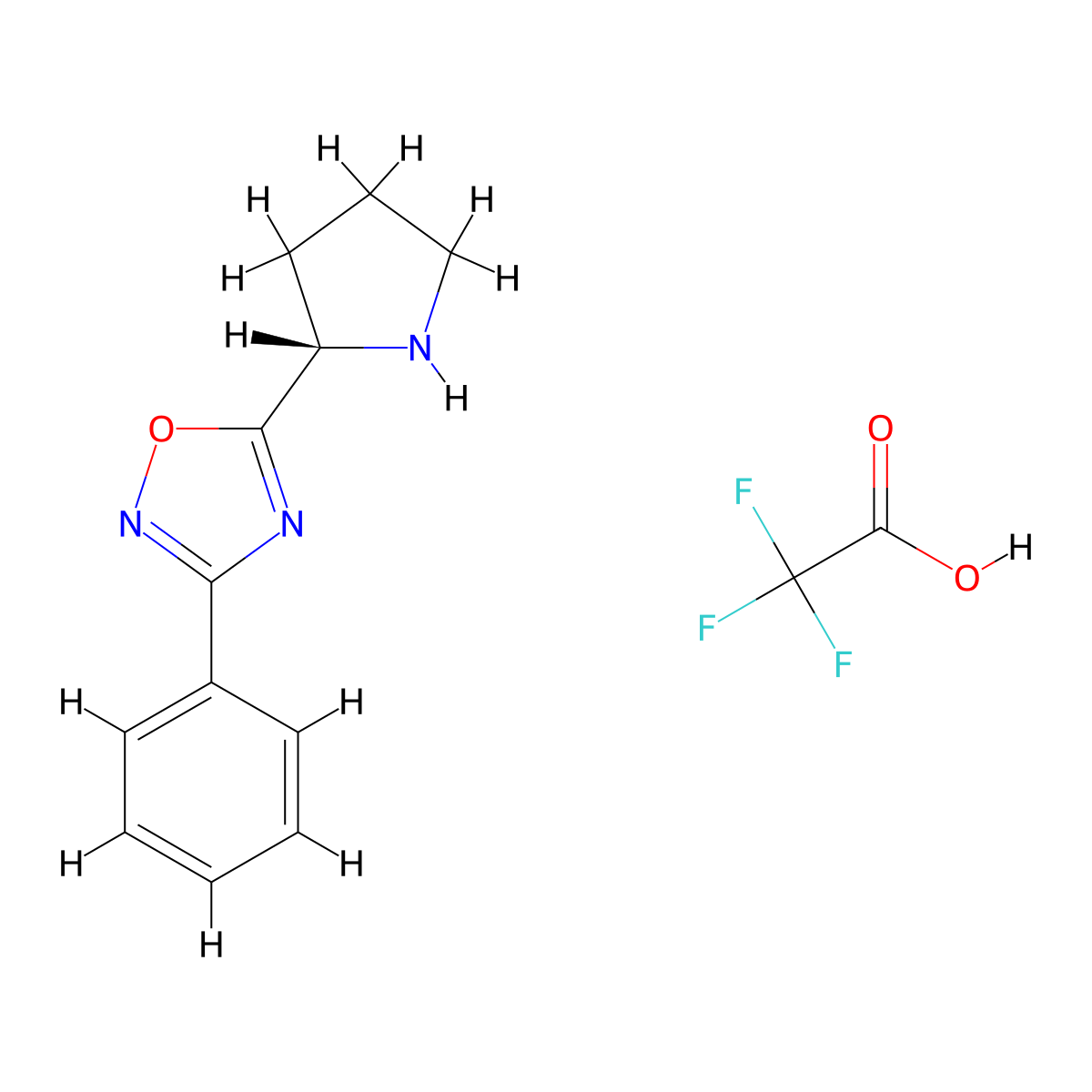 3-Phenyl-5-[(2S)-2-pyrrolidinyl]-1,2,4-oxadiazole trifluoroacetate molecular structure, CAS 1609388-39-7