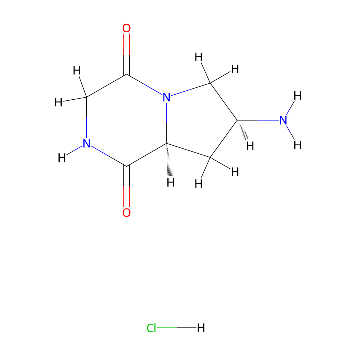 (7S,8aS)-7-aminohexahydropyrrolo[1,2-a]pyrazine-1,4-dione hydrochloride molecular structure, CAS 1609388-40-0
