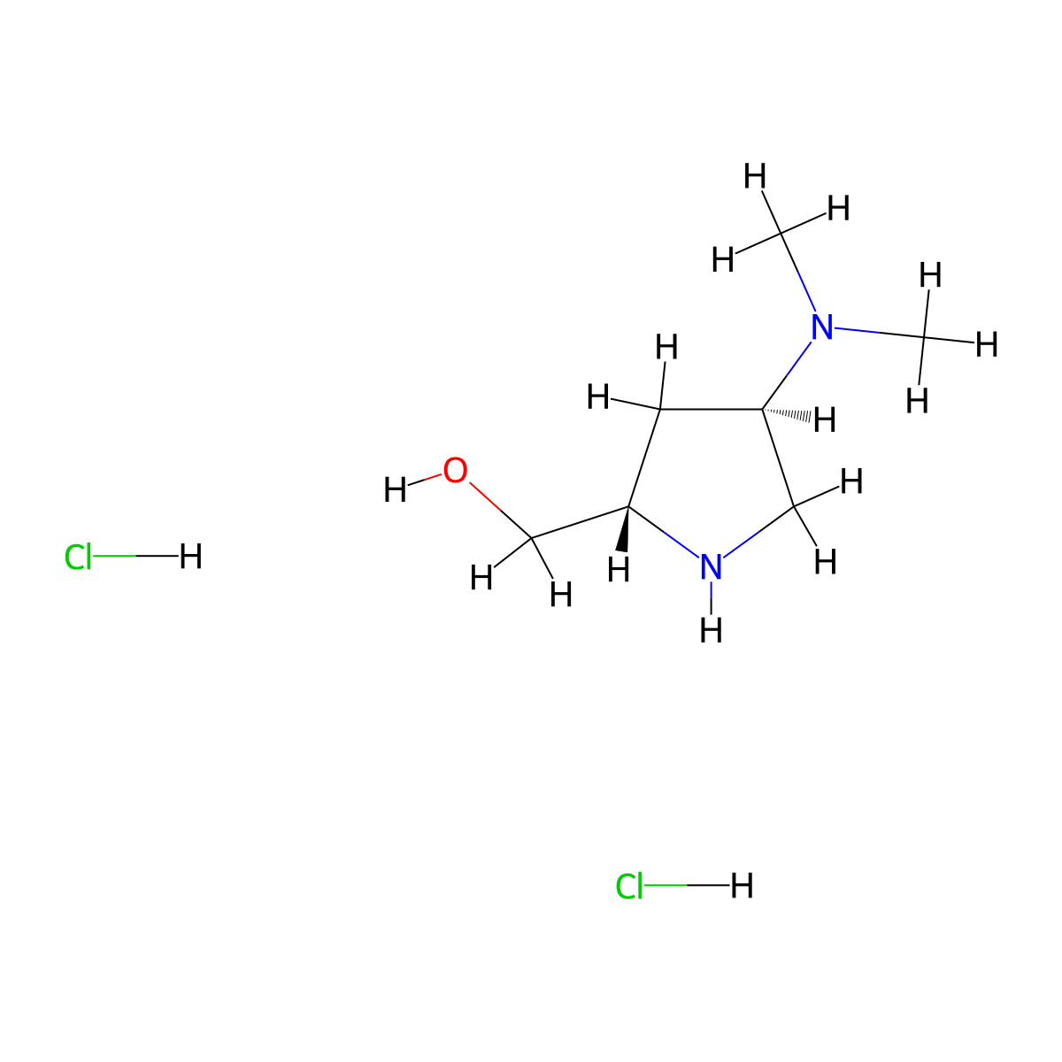 [(2S,4R)-4-(Dimethylamino)-2-pyrrolidinyl]methanol dihydrochloride molecular structure, CAS 1609388-44-4