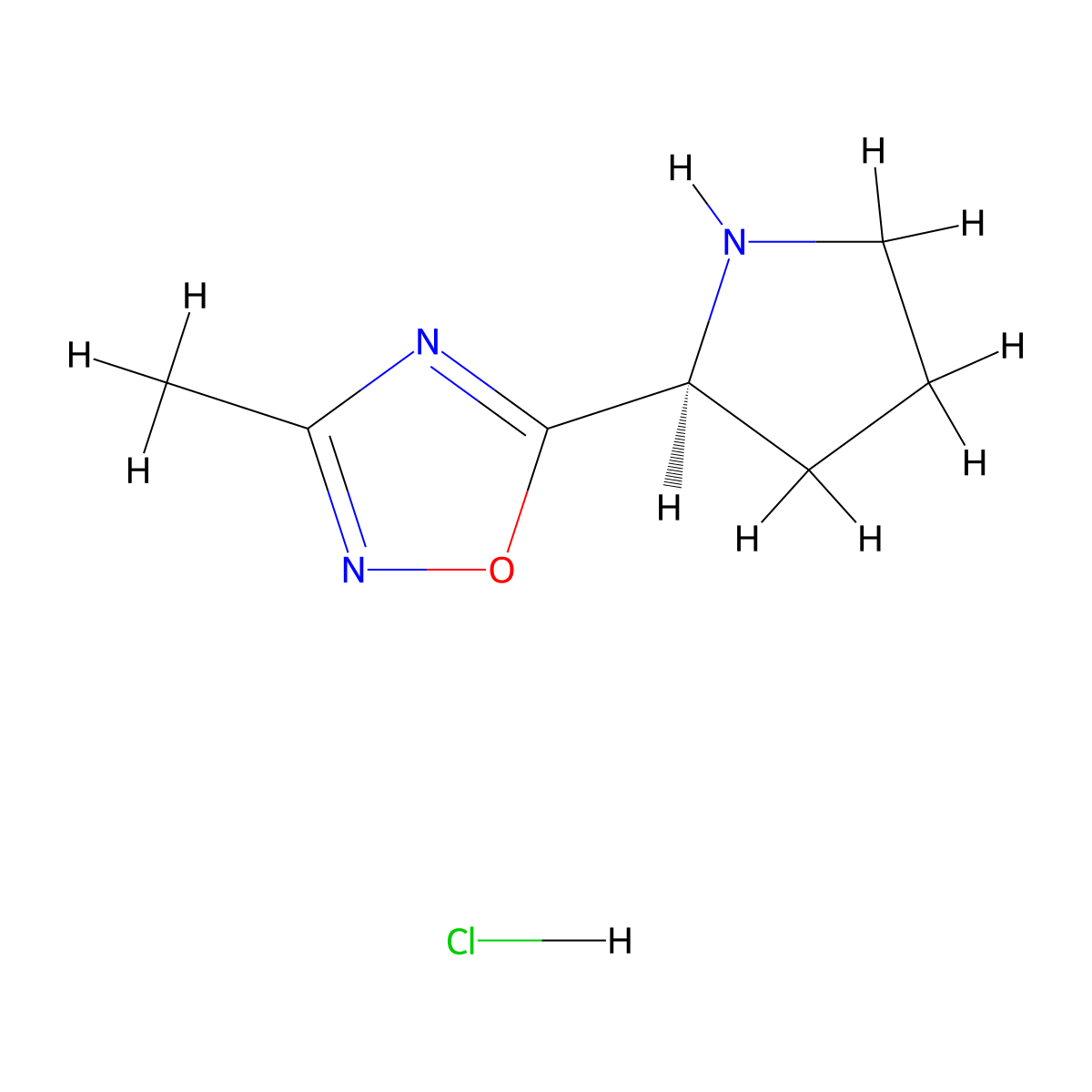 3-Methyl-5-[(2S)-2-pyrrolidinyl]-1,2,4-oxadiazole hydrochloride molecular structure, CAS 1609388-45-5