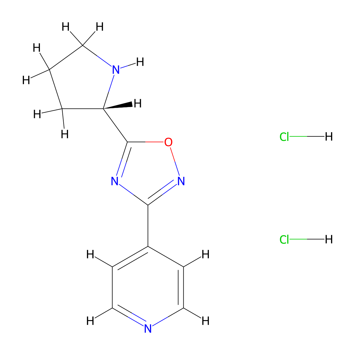 4-{5-[(2S)-2-Pyrrolidinyl]-1,2,4-oxadiazol-3-yl}pyridine dihydrochloride molecular structure, CAS 1609388-48-8